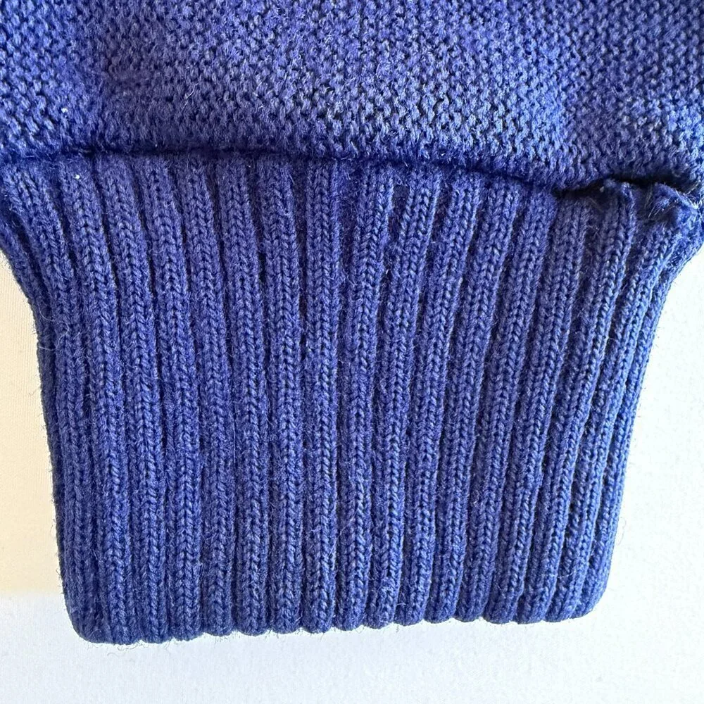 VINTAGE 70s Indie Grunge Grandpa Blue Stripe Cardigan Sweater M/L